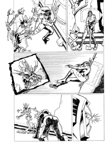 Original pencils for the story 'Twilight's Last Gleaming' part 4, set in an alternative universe, after the first Transformers movie
