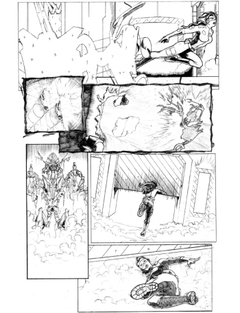 Original pencils for the story 'Twilight's Last Gleaming' part 4, set in an alternative universe, after the first Transformers movie